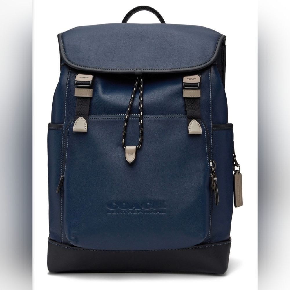 Coach 1941 Black & Navy League Leather Backpack NWT